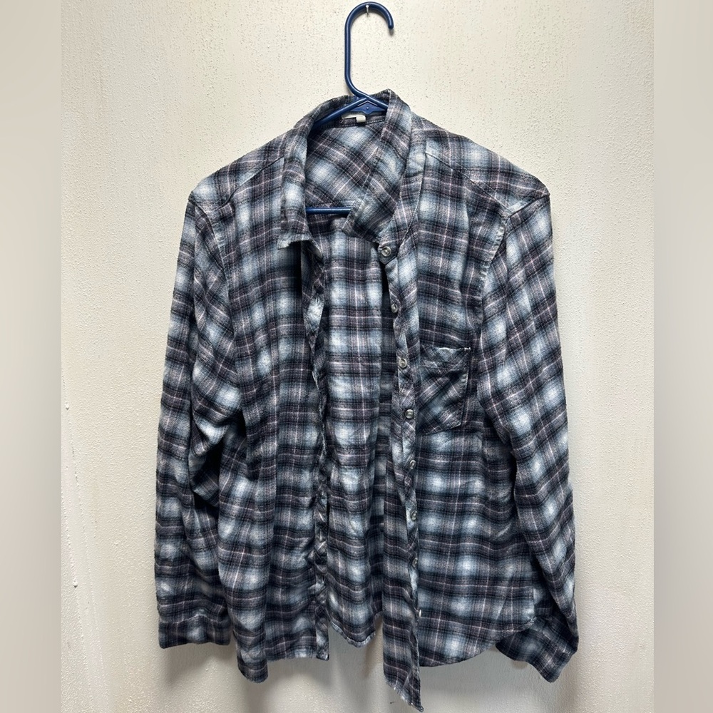 Women’s Plaid Shirt - Black and Gray